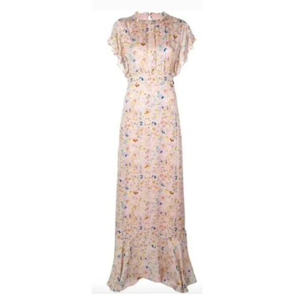 Cynthia Rowley Talia Dress Flutter Sleeve Maxi 12 DAMAGED - Picture 4 of 11